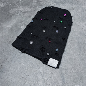 Custom <b>Purple</b> Pink Black Rhinestone Beanie <b>Hat</b> Unisex Knit Winter Cap Solid Color Cute Style Winter Slouchy Cap Wholesale - Product Image 4