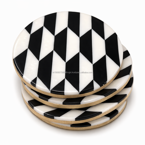 Posavasos Redondo de Resina Epoxi AG, Diseño Contemporáneo Antideslizante y Duradero, Geométrico en Blanco y Negro, Ecológico, Decoración para Mesa del Hogar (4 Pulgadas) - Product Image 6