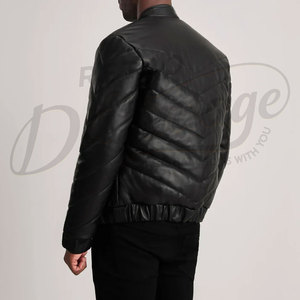 Abrigo Acolchado de Cuero Sintético Negro Premium para Hombre, Chaqueta de Invierno con Capucha y Acolchado Completo, Parka Acolchada de Cuero Sintético - Product Image 2