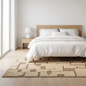 Luxury Handmade Abstract Geometric Wool Plush <b>Thick</b> Area <b>Rug</b> Modern High Low Textured Carpet Custom Hotel Living Room Wholesale - Product Image 5