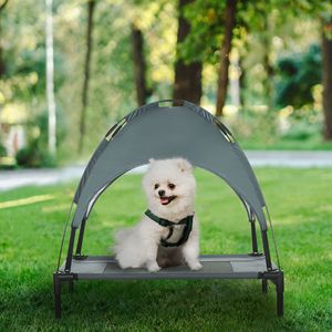 Lettino per Cani XL da Esterno da 30 Pollici con Tettuccio Parasole Protetto dai Raggi UV, Motivo Floreale, Letto Rialzato Grigio per Animali Domestici, Letto da Campeggio con Tettuccio Rimovibile - Product Image 2