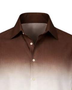 เสื้อเชิ้ตผู้ชายสีน้ำตาลเข้มเบจไล่เฉด ผ้าฝ้ายพรีเมียม แขนยาว ติดกระดุม สวมใส่ได้ทั้งแบบทางการและลำลอง ผู้ผลิต OEM จำหน่ายส่ง - Product Image 5