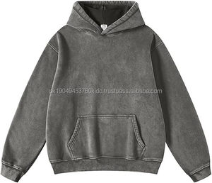 เสื้อสเวตเตอร์ผู้ชายมีฮู้ดแบบสวมหัวมีซิปโอเวอร์ไซส์ผ้าฝ้าย100% โลโก้ออกแบบได้ตามที่ต้องการ - Product Image 1
