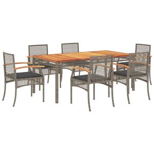 Ensemble de salle à manger de jardin en rotin PE gris, taille unique, matériaux résistants aux UV - Product Image 2