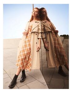 Vestidos de Moda Otoñal para Mujer, 100% Algodón, Estampado a Cuadros, Lazo Delantero y Abertura Debajo, Vestido Midi con Estampado de Helechos - Product Image 1