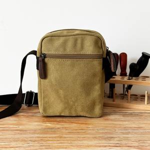 Sac bandoulière unisexe en cuir et toile, style rétro, étanche, avec fermeture éclair, pour voyage et randonnée, fournisseur LCSB-0019 - Product Image 3