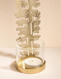 Gold Metal Monstera <b>Leaf</b> Tea <b>Light</b> Holder with Die Cut Design for Home Decoration - Product Image 2