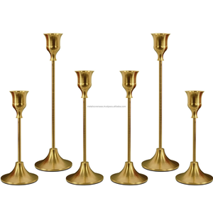 Vintage <b>Gold</b> Metal Pillars Candle Holders Set for Birthday Christmas Wedding Home Decor Durable Eco-Friendly <b>Table</b> Top - Product Image 1