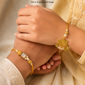 Ensemble de Rakhi traditionnel de créateur avec embellissements en perles pour les cadeaux du festival Raksha Bandhan, Bhai Bhabhi Rakhdi Siblings - Product Image 6
