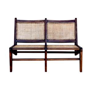 Sofá de 2 Plazas de Madera Maciza Estilo Pierre Jeanneret, Diseño Moderno de Mediados de Siglo, Resistente para Exteriores, Tipo Loveseat, con Ratán, Banco Bajo y Fácil de Transportar, Venta al por Mayor - Product Image 5