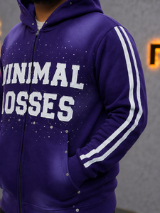 Nouveau sweat à capuche zippé 100 % coton écologique pour homme, coupe oversize streetwear avec broderie frontale et manches à bande décorative - Product Image 4