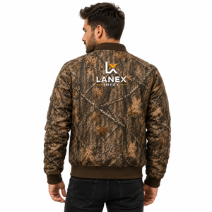 Custom Brown Woodland Camo Quilted Bomber <b>Jacket</b> for <b>Men</b> & Women Zip Up Flight <b>Jacket</b> Windproof Winter Hunting Outdoor <b>Jacket</b> - Product Image 4