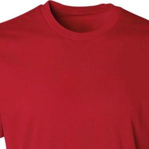 T-shirt rouge uni à col rond et manches courtes pour homme, en coton doux, décontracté, basique, léger, respirant, pour l'été, à porter au quotidien, vente en gros - Product Image 4