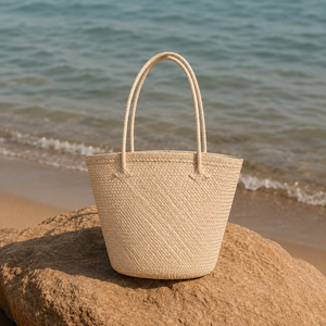 <b>Straw</b> Eco-friendly Tote <b>Bag</b> Solid Color Bohemian Modern Style Open Top Summer Daily Travel Beach Girls Handbag - Product Image 4