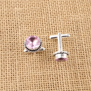 Niharika Gems Handmade Purple Morganite Gemstone <b>Cuff</b> Links Jewellery In 925 Sterling Silver Plated <b>Cuff</b> Links For Men And Women - Product Image 2