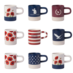 แก้วกาแฟเซรามิกเคลือบด้านสองสี ลายวันรำลึก สไตล์นอร์ดิกมินิมอล หูจับใหญ่ ทำจากสโตนแวร์ ล้างในเครื่องล้างจานได้ ไม่เคลือบเงา ทำจากดินเผา - Product Image 3