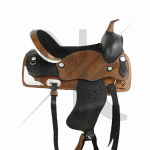 Silla de montar western prémium de cuero con asiento profundo para equitación de sendero, equipos de carreras de caballos western, sillas de montar para equitación western - Product Image 4