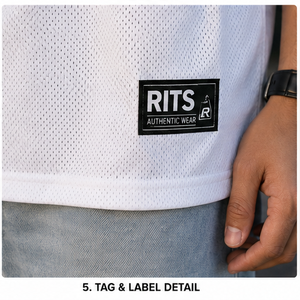 RITS เสื้อฟุตบอลตาข่ายสีขาวสำหรับทุกเพศหมายเลข 24 คอแมนดารินแขนสั้นระบายอากาศได้สายรัดปรับระดับได้ชุดกีฬาปกติ - Product Image 4