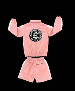 Women Windbreaker Short <b>Set</b> Lightweight Woven Polyester Nylon Fabric 120 GSM Breathable Sublimation Logo Windbreaker Short <b>Set</b> - Product Image 3