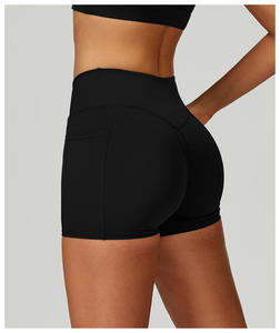 Women High-waisted Yoga Shorts New Design V Cut Cross Waist Butt Lifting Yoga Short Leggings Tight Running Workout Yoga Shorts - Product Image 1