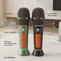 Altavoz Portátil LN-5316MIC con Doble Micrófono Inalámbrico, Sistema de Audio Karaoke de 55W con Bajos Potentes, Venta al Por Mayor