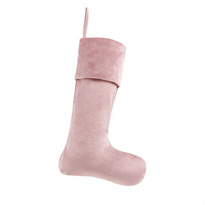 Chaussettes de Noël en velours rouge, rose et gris, douces, brodées, décoratives à suspendre - Product Image 2