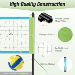 Set Rete da Pallavolo Portatile Resistente 32FT X 3FT con Pali Regolabili a 3 Livelli, Verricello Anti-Cedimento e Accessori Completi - Product Image 3