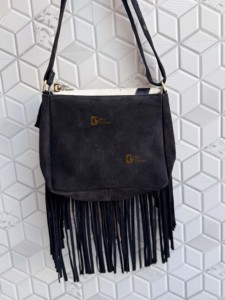 New Arrival Suede Leather Fringe Handbag Western Hair On Hide Cross Body Gems Stone Women Sling <b>Unique</b> Designer Purse - Product Image 4