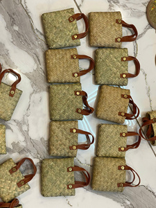 Natural Handmade Palm Leaf Keychain Woven Key Ring Eco Friendly Souvenir Gift for Travel and Resort Wholesale Vietnam - Product Image 2