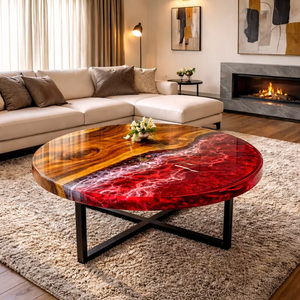 Luxury <b>Epoxy</b> Resin River Coffee <b>Table</b> Handmade Wood and Resin Center <b>Table</b> for Modern Living Room Decor - Product Image 1