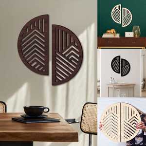 Panneau mural en bois géométrique moderne, décoration murale en bois artisanale pour salon, chambre et décoration intérieure - Product Image 1
