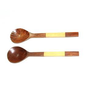 Utensilios para Ensalada de Madera de Diseño Artesanal, Ecológicos, Aptos para Lavavajillas, 11 Pulgadas, Utensilios Modernos para Ensalada, Cocina del Hogar - Product Image 4