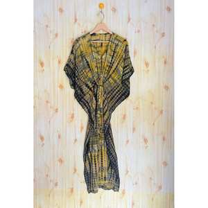 Vestido Kaftán de Seda con Estampado Floral para Mujer, Ropa de Playa, Traje de Baño, Estilo Étnico, Modelo ETH-214 - Product Image 1