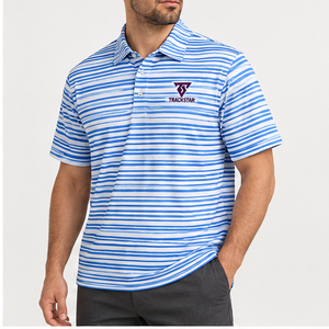 Trackstar Men's <b>Blue</b> White Bold Horizontal Stripe <b>Polo</b> <b>Shirt</b> Short Sleeve Button Collar Golf <b>Shirt</b> Custom Logo - Product Image 3