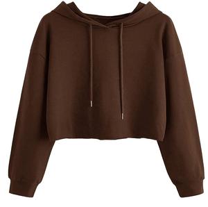 Pull court unisexe à col rond en molleton uni, coupe classique, décontracté, tricoté pour l'hiver, en coton/fibre de bambou écologique, marron - Product Image 3