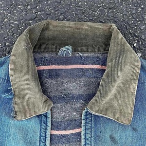 Veste en jean vintage pour homme, patchwork, déchirée, lavée, col rabattu, fermeture éclair, longueur courte, style automne - Product Image 3