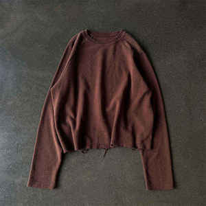 Pull unisexe en tricot gaufré à col rond, manches raglan, coupe oversize, décontracté, hiver, respirant, écologique, blanc et noir - Product Image 6