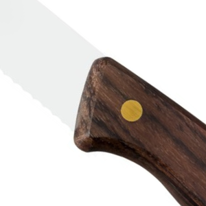 Cuchillos clásicos para carne con hoja dentada, mango de madera marrón oscuro y remaches de latón para restaurante, mesa de comedor, corte de carne - Product Image 6