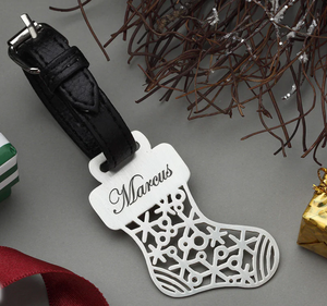 Customisable Christmas Luggage Tag - <b>Sock</b> Shape - Product Image 1