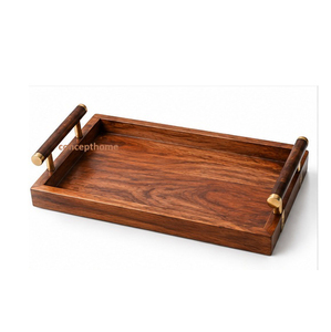 Plateau de rangement rectangulaire en bois de style marocain, gravure florale, finition polie, multifonction, compatible lave-vaisselle, utilisation sur table, individuel - Product Image 2