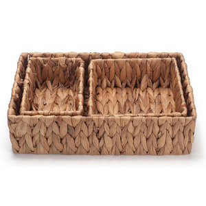 <b>Rectangular</b> shape <b>basket</b> crafted by hand water hyacinth candy storage container kitchen organization - Product Image 5