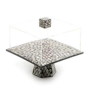 Soporte de lujo para comida hecho a mano con incrustaciones de nácar y cubierta de acrílico para la festividad árabe del Eid, venta al por mayor desde Vietnam. - Product Image 2