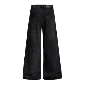 Customization Men's Vintage American Style Vintage Mid Waist High Street Wash Denim Wide Leg Pants Men's Zipper <b>Decorative</b> Loose - Product Image 2