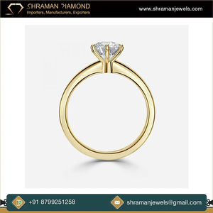 Anillo de Compromiso Moderno de 6 Puntas con Moissanita de 1.2 Quilates, Color D, Claridad VVS, Corte Brillante, Chapado en Oro Sólido de 10K, Anillo Solitario para Enamorados - Product Image 5