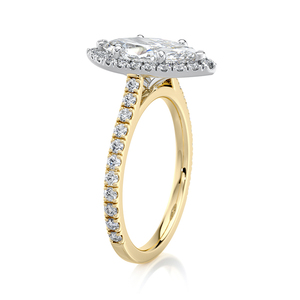แหวนหมั้นเพชรทรงมาร์คีส์ 14K ทองคำแท้ รับรองโดย IGI เพชรเลี้ยงในห้องปฏิบัติการ ประดับเพชรแบบฮาโล วงแหวนแบบพาเว่ ดีไซน์นาเวตต์ เครื่องประดับเจ้าสาวสุดหรู ของขวัญสุดพิเศษ - Product Image 5