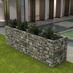Grand lit de jardin surélevé en gabion en acier galvanisé argenté - Product Image 1
