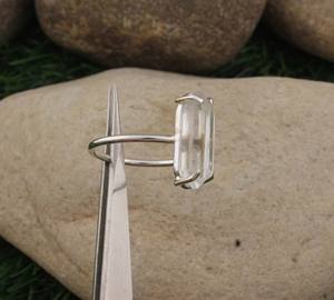 Bague en argent sterling 925 avec pointe de cristal naturel transparent, pierre de guérison en quartz, bijou classique pour femme, énergie spirituelle, idéal pour les fêtes - Product Image 4
