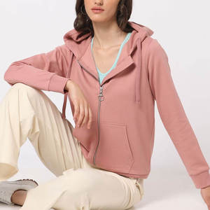 Sweat-shirt à capuche de couleur unie pour femmes, manches longues, fermeture éclair sur le devant, tricoté, vêtements décontractés d'automne - Product Image 5