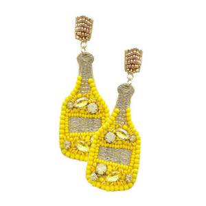 Pendientes elegantes con cuentas de semillas y bordados, en forma de botella, para uso diario, de moda, hechos a mano. - Product Image 4