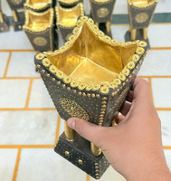 Brûleur à Bakhoor en bois de manguier bio, fait main, écologique, parfum longue durée, design métallique élégant, style arabe